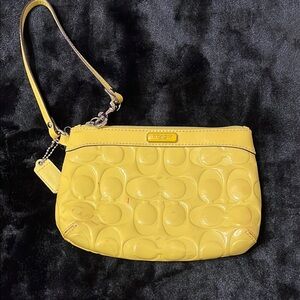 Coach Glossy Yellow Green Wristlet